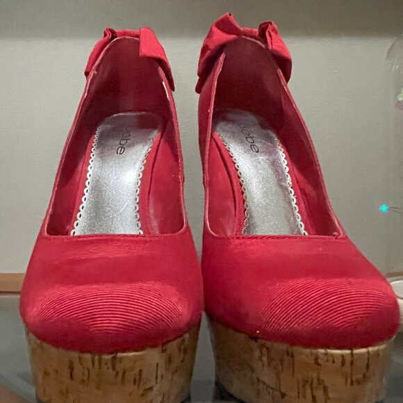 BEBE Red Kahlilia Platform Heel, Size 10 - Picture 5 of 7